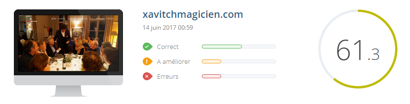 score SEO - xavitch magicien - site réalisé par c. m. lewden